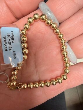 K18 Japan Gold Bead Bracelet - Round Beads 6mm / 2.480g /17-19cm long